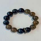 Natural Black Super Seven & Blue Tiger's Eye Bracelet with Silver Spacer Bead