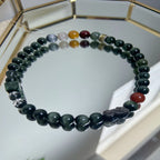 Natural Green Jade Pixiu Beaded Bracelet with Agate & Moonstone
