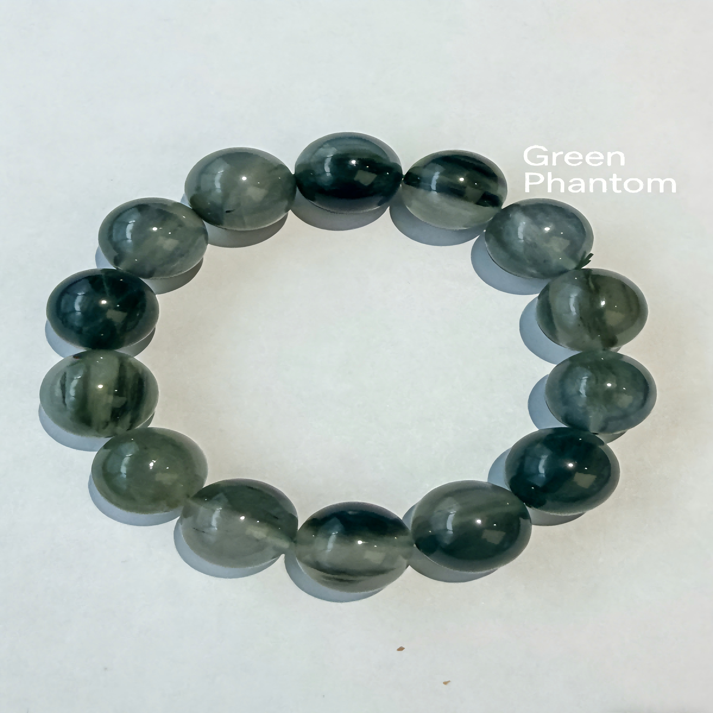 Natural Green Phantom Quartz Bracelet with Polished Beads