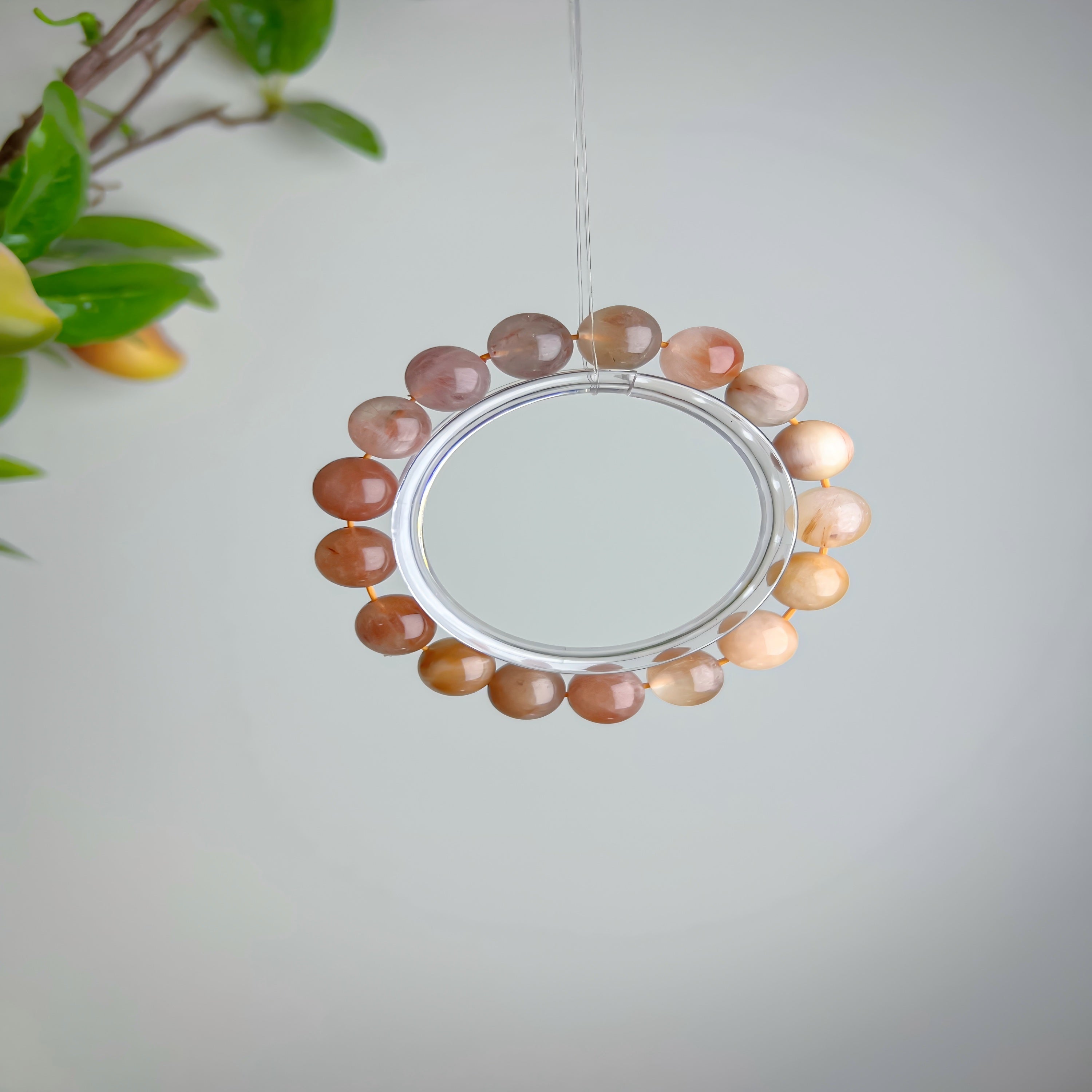 Natural Peach Moonstone & Sunstone Beaded Bracelet