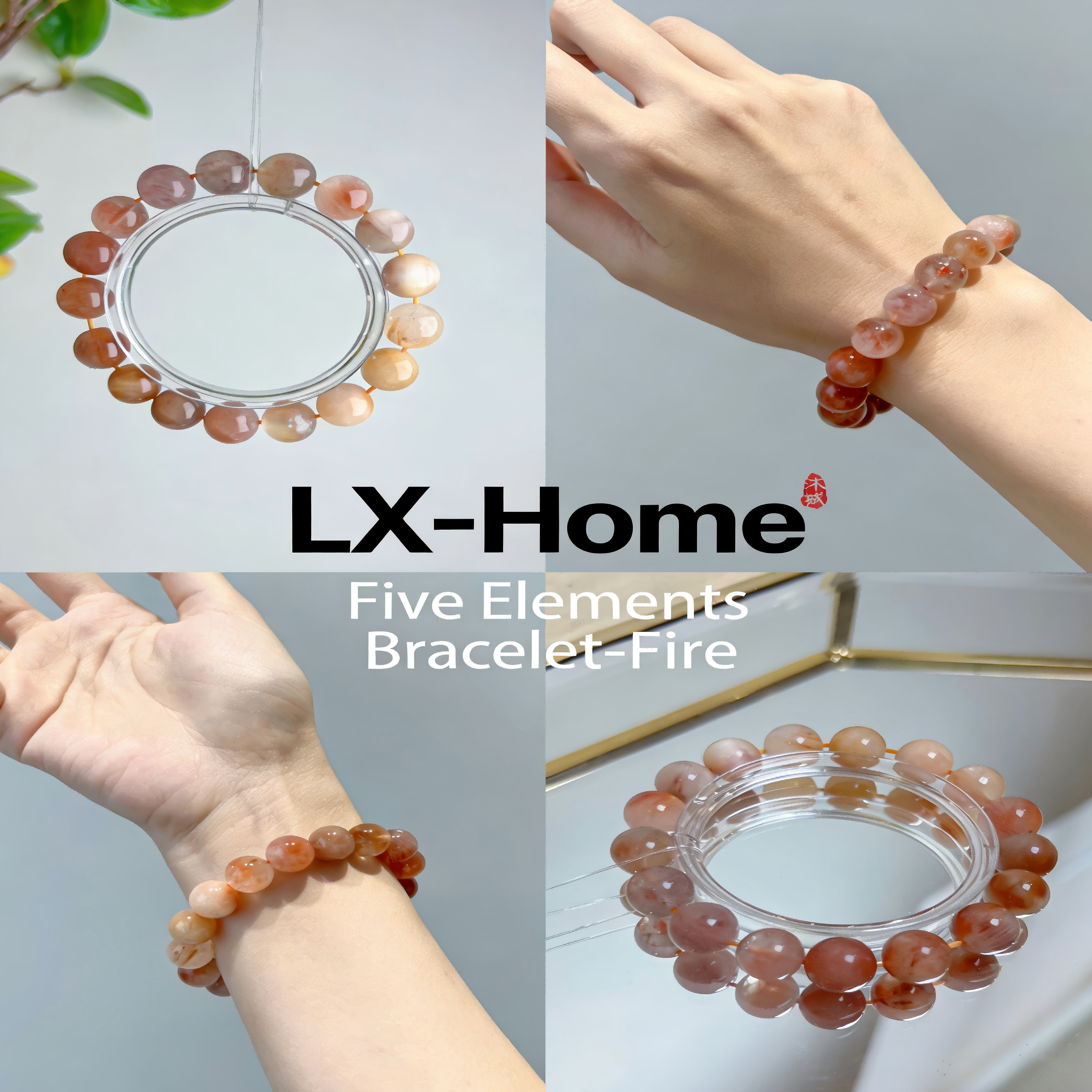 Natural Peach Moonstone & Sunstone Beaded Bracelet