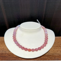 Natural Pink Chalcedony & Light Blue Chalcedony Beaded Necklace