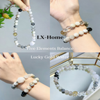 Natural Rabbit Hair Quartz & Multi-Crystal Beaded Bracelet