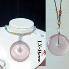 Rose Quartz Peace Symbol Pendant Necklace